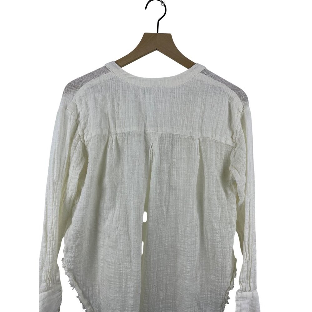 Free People Womens Small Talk To Me Gauzy Sheer White Boho Beach Lagenlook Tunic - Picture 9 of 9